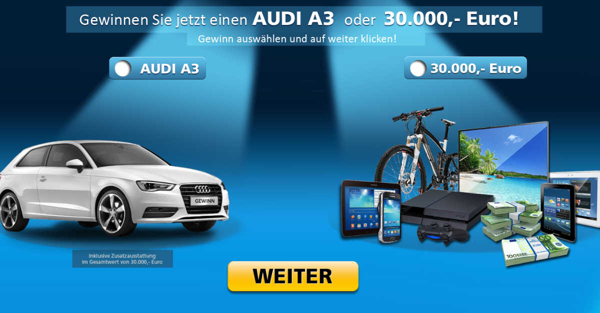 Audi A3 oder 30000€ Gewinnspiel
